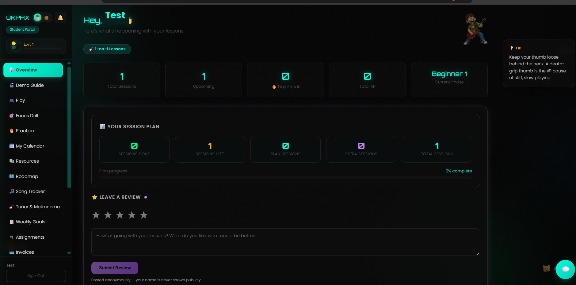 OKPHX student dashboard overview